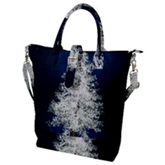 Tree Pine White Starlight Night Winter Christmas Buckle Top Tote Bag by Amaryn4rt