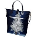 Tree Pine White Starlight Night Winter Christmas Buckle Top Tote Bag View2