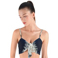 Tree Pine White Starlight Night Winter Christmas Woven Tie Front Bralet by Amaryn4rt