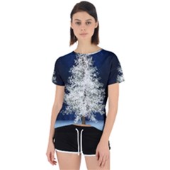 Tree Pine White Starlight Night Winter Christmas Open Back Sport T-shirt by Amaryn4rt