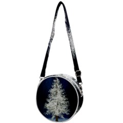 Tree Pine White Starlight Night Winter Christmas Crossbody Circle Bag by Amaryn4rt