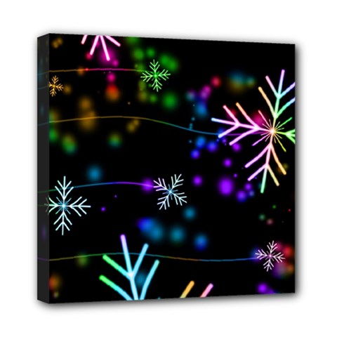 Snowflakes Snow Winter Christmas Mini Canvas 8  X 8  (stretched) by Amaryn4rt