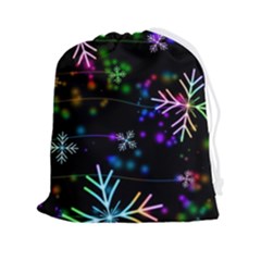 Snowflakes Snow Winter Christmas Drawstring Pouch (2xl) by Amaryn4rt