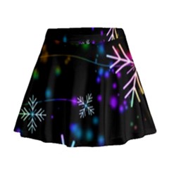 Snowflakes Snow Winter Christmas Mini Flare Skirt by Amaryn4rt