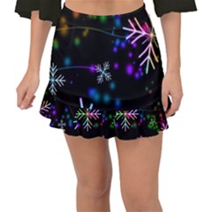 Snowflakes Snow Winter Christmas Fishtail Mini Chiffon Skirt by Amaryn4rt