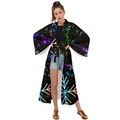 Snowflakes Snow Winter Christmas Maxi Kimono by Amaryn4rt