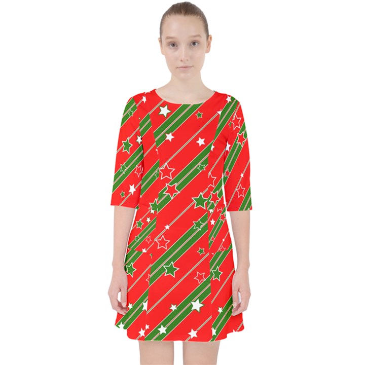 Christmas-paper-star-texture     - Quarter Sleeve Pocket Dress