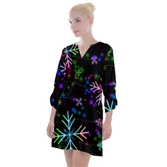 Snowflakes Snow Winter Christmas Open Neck Shift Dress by Amaryn4rt