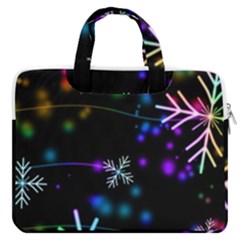 Snowflakes Snow Winter Christmas Macbook Pro 13  Double Pocket Laptop Bag by Amaryn4rt