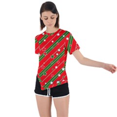 Christmas-paper-star-texture     - Asymmetrical Short Sleeve Sports T-shirt by Amaryn4rt