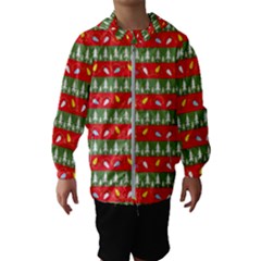 Christmas-papers-red-and-green Kids  Hooded Windbreaker by Amaryn4rt