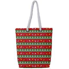 Christmas-papers-red-and-green Full Print Rope Handle Tote (small) by Amaryn4rt