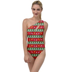 Christmas-papers-red-and-green To One Side Swimsuit by Amaryn4rt