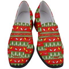 Christmas-papers-red-and-green Women s Chunky Heel Loafers by Amaryn4rt