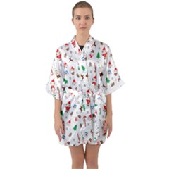 Christmas Shading Pattern Half Sleeve Satin Kimono  by Amaryn4rt