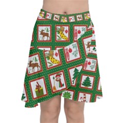 Christmas-paper-christmas-pattern Chiffon Wrap Front Skirt by Amaryn4rt