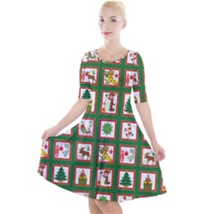 Christmas-paper-christmas-pattern Quarter Sleeve A-line Dress by Amaryn4rt