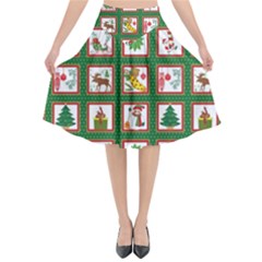 Christmas-paper-christmas-pattern Flared Midi Skirt by Amaryn4rt