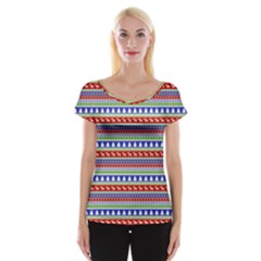 Christmas-color-stripes Pattern Cap Sleeve Top by Amaryn4rt