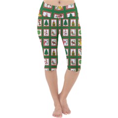 Christmas-paper-christmas-pattern Lightweight Velour Cropped Yoga Leggings by Amaryn4rt