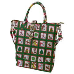 Christmas-paper-christmas-pattern Buckle Top Tote Bag by Amaryn4rt