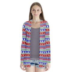 Christmas-color-stripes Pattern Drape Collar Cardigan by Amaryn4rt