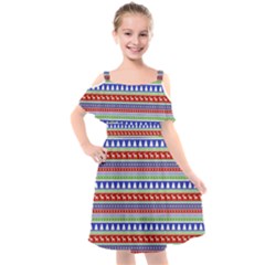 Christmas-color-stripes Pattern Kids  Cut Out Shoulders Chiffon Dress by Amaryn4rt