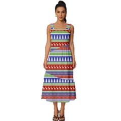 Christmas-color-stripes Pattern Square Neckline Tiered Midi Dress by Amaryn4rt