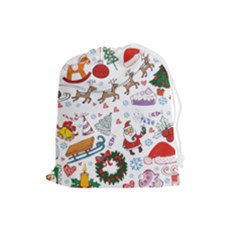 Christmas Theme Decor Illustration Pattern Drawstring Pouch (large) by Amaryn4rt