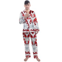 Christmas-background-tile-gifts Men s Long Sleeve Satin Pajamas Set