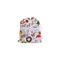 Christmas Theme Decor Illustration Pattern Drawstring Pouch (xs) by Amaryn4rt