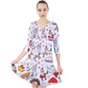 Christmas Theme Decor Illustration Pattern Quarter Sleeve Front Wrap Dress View1