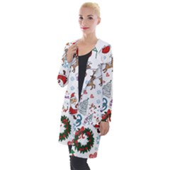 Christmas Theme Decor Illustration Pattern Hooded Pocket Cardigan by Amaryn4rt