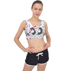 Christmas Theme Decor Illustration Pattern V-back Sports Bra by Amaryn4rt