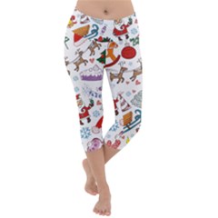 Christmas Theme Decor Illustration Pattern Lightweight Velour Capri Yoga Leggings by Amaryn4rt