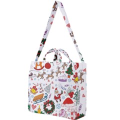 Christmas Theme Decor Illustration Pattern Square Shoulder Tote Bag by Amaryn4rt