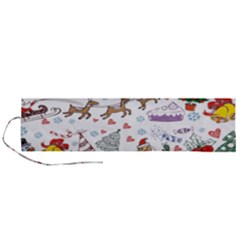 Christmas Theme Decor Illustration Pattern Roll Up Canvas Pencil Holder (l) by Amaryn4rt