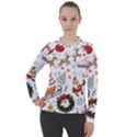 Christmas Theme Decor Illustration Pattern Women s Pique Long Sleeve T-Shirt View1