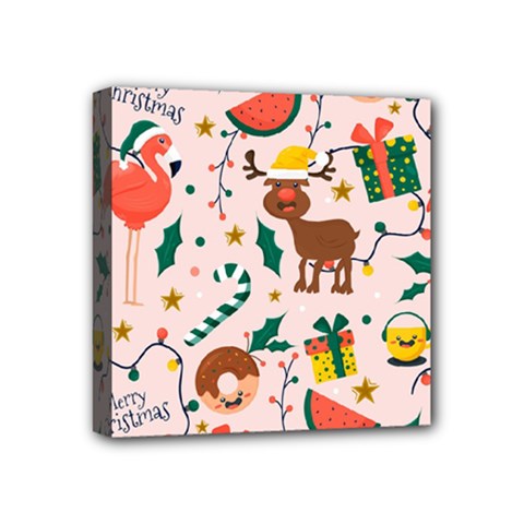 Colorful-funny-christmas-pattern Merry Xmas Mini Canvas 4  X 4  (stretched) by Amaryn4rt