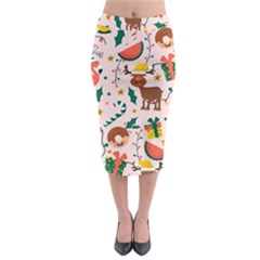 Colorful-funny-christmas-pattern Merry Xmas Midi Pencil Skirt by Amaryn4rt