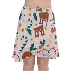 Colorful-funny-christmas-pattern Merry Xmas Chiffon Wrap Front Skirt by Amaryn4rt