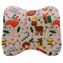 Colorful-funny-christmas-pattern Merry Xmas Velour Head Support Cushion