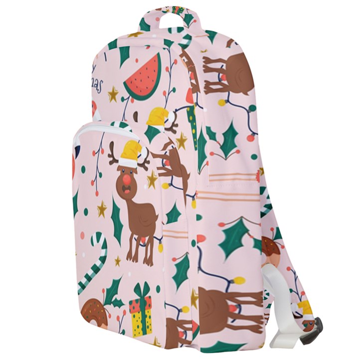 Colorful-funny-christmas-pattern Merry Xmas Double Compartment Backpack