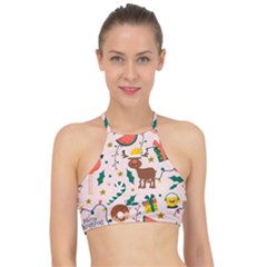 Colorful-funny-christmas-pattern Merry Xmas Halter Bikini Top by Amaryn4rt