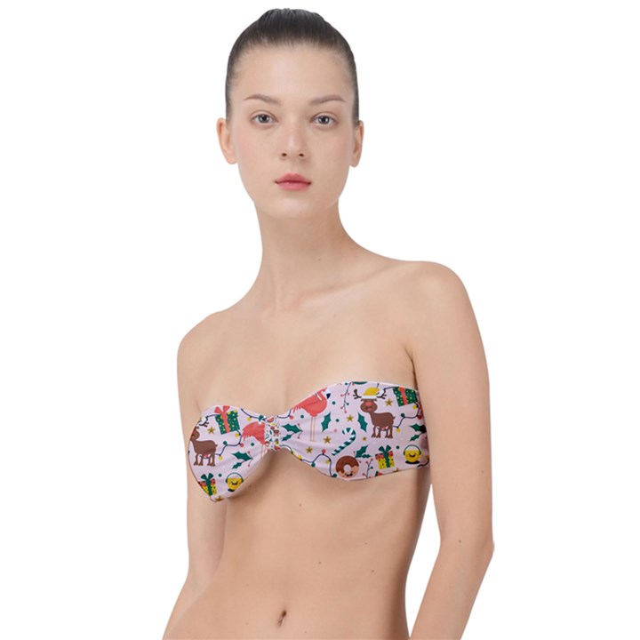 Colorful-funny-christmas-pattern Merry Xmas Classic Bandeau Bikini Top 