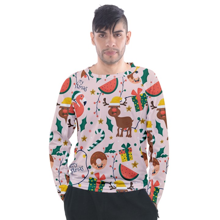 Colorful-funny-christmas-pattern Merry Xmas Men s Long Sleeve Raglan T-Shirt