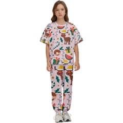 Colorful-funny-christmas-pattern Merry Xmas Kids  T-shirt And Pants Sports Set by Amaryn4rt