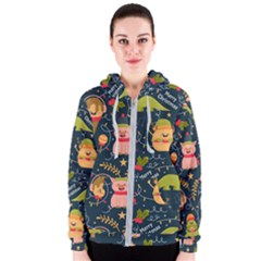 Colorful-funny-christmas-pattern Merry Christmas Xmas Women s Zipper Hoodie by Amaryn4rt