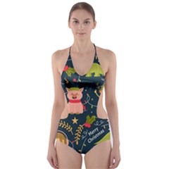 Colorful-funny-christmas-pattern Merry Christmas Xmas Cut-out One Piece Swimsuit by Amaryn4rt