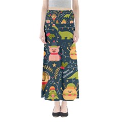 Colorful-funny-christmas-pattern Merry Christmas Xmas Full Length Maxi Skirt by Amaryn4rt